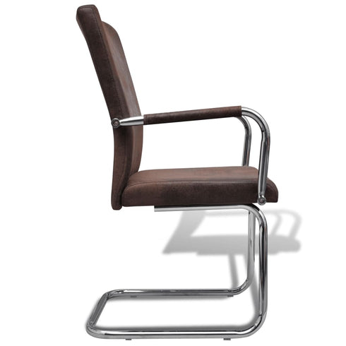 Swen Studio -  Cantilever Dining Chairs 6 pcs Brown Faux Leather